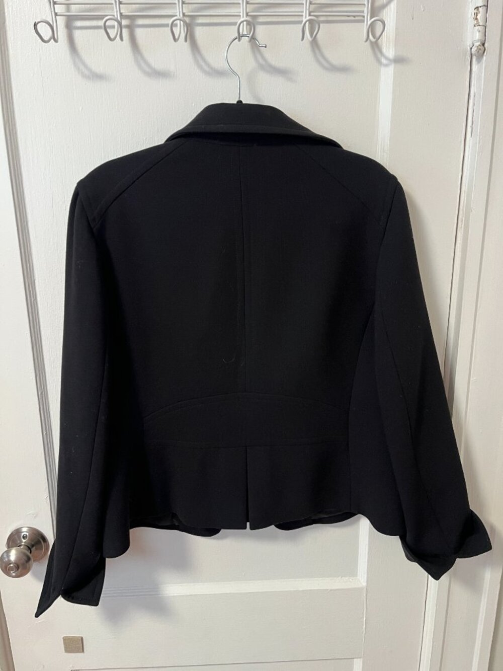 Talbots Black Double Breasted Military Knit Blazer Jacket Crest Buttons 14 - Picture 3 of 9